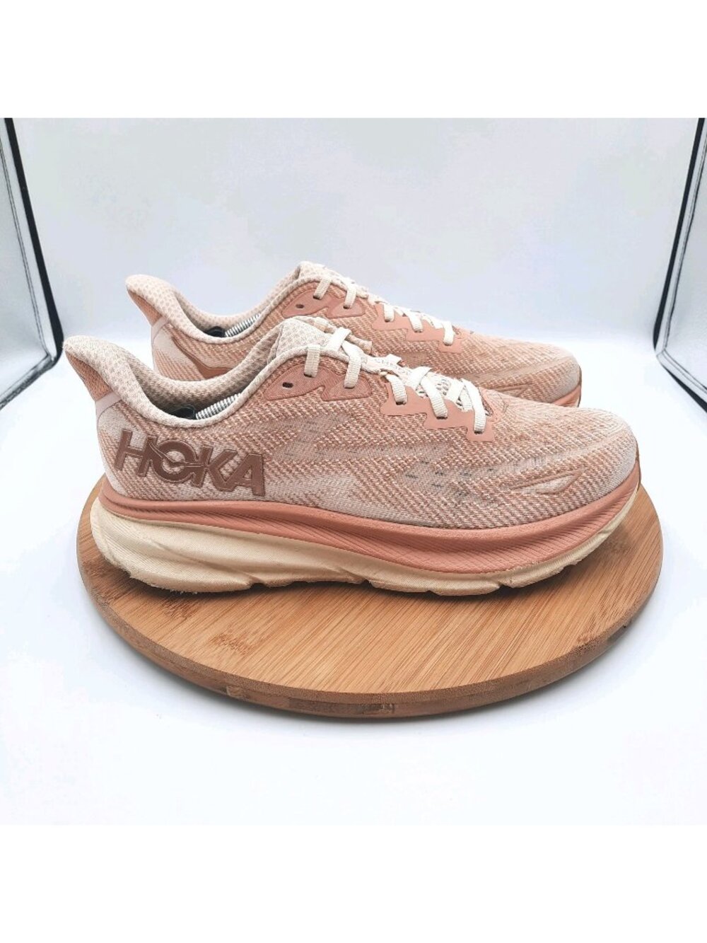 Hoka One One Clifton 9 Womens Size 9.5 Shoes Sandstone Cream Running Sneakers